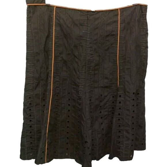 Tamara Catz Brown Tribal Skirt Cut Outs & Orange Piping 10 Boho Fairygrunge Y2K - Picture 4 of 7